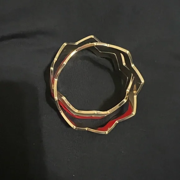 Vintage set Of 3 enamel bracelet set red gray - Picture 4 of 6